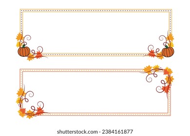Colorful Thanksgiving Square frame curly swirls style, fall leave isolated flourishes border, Autumn vibes with pumpkins foliage frame empty space for party invitation wedding card vector elements