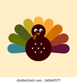 Colorful Thanksgiving Turkey. Vector cartoon Illustration 