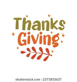 colorful thanksgiving typography illustration vector