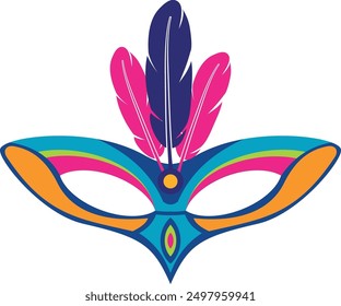 Colorful theatrical mask. Feathered accessory. Opera symbol
