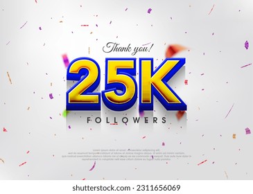 Colorful theme greeting 25k followers, thank you greetings for banners, posters and social media posts. svg
