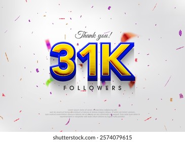 Colorful theme greeting 31k followers, thank you greetings for banners, posters and social media posts.