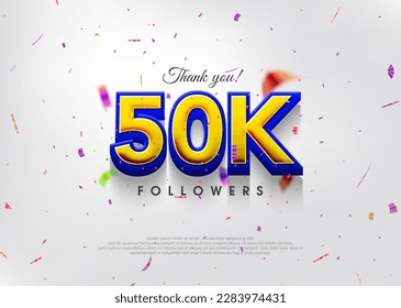 Colorful theme greeting 50k followers, thank you greetings for banners, posters and social media posts.