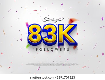 Colorful theme greeting 83k followers, thank you greetings for banners, posters and social media posts.