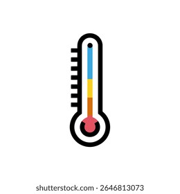 Colorful thermometer indicates rising temperature on white