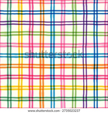 Colorful thin double lines vector seamless pattern, grid background for summer designs and backgrounds