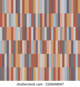 Colorful thin vertical stripes spliced with thick vertical stripes.  Muted Desert Earth Baked Terra Cotta Natural Colors.  Seamless repeat vector pattern. Trendy