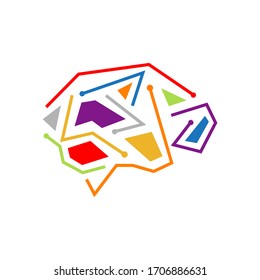 Colorful Think idea concept Brain Logo Brainstorm power silhouette design vector template
