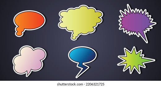 colorido pensamiento burbuja voz chat colección de iconos conjunto de vectores burbujas de comunicación en estilo pegatina