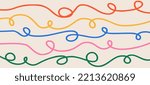 Colorful threads on a light background. Hand drawn doodles. Modern fashion illustration. Flat design, cartoon drawing, vector.