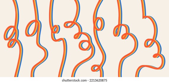 Colorful threads on a light background. Hand drawn doodles. Modern fashion illustration. Flat design, cartoon drawing, vector.