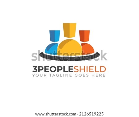 colorful three 3 shield logo template as human figures	
