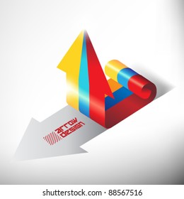 colorful three dimensional arrow label vector design