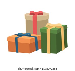 colorful three gift box on white background