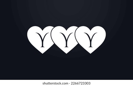 Colorful three hearts shape. Triple heart sign letters. Valentine icon and triple love symbol. Romance love with heart sign and letters. Gift love