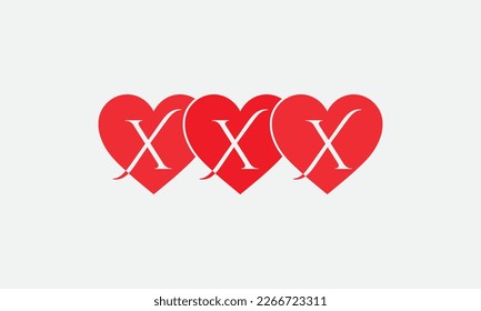 Colorful three hearts shape. Triple heart sign letters. Valentine icon and triple love symbol. Romance love with heart sign and letters. Gift love