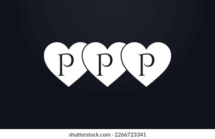 Colorful three hearts shape. Triple heart sign letters. Valentine icon and triple love symbol. Romance love with heart sign and letters. Gift love