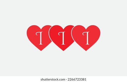Colorful three hearts shape. Triple heart sign letters. Valentine icon and triple love symbol. Romance love with heart sign and letters. Gift love