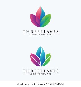 Colorful Three Leaves Logo Template