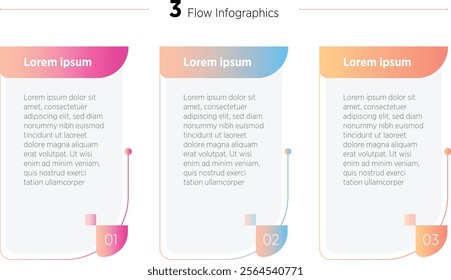 Colorful Three rectangular elements placed in horizontal row. Concept of 3 steps of business development process. Simple infographic design template. Modern linear vector illustration for report.
