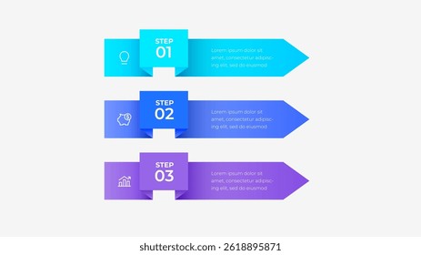 Colorful Three Step Arrows Infographic With Creative Icons and Text