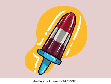 Colorful Three Striped Popsicles on isolated. Ice Creams on Sticks. Hand drawn cute ice cream Vector Illustration.