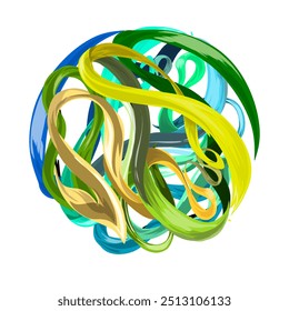 colorful three-dimensional abstract outline forming a sphere without a background