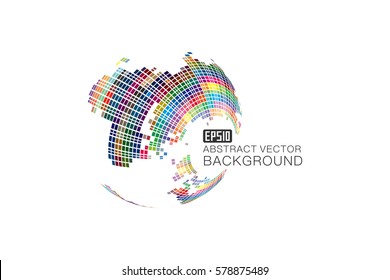 Colorful three-dimensional spherical map of the world, abstract vector background