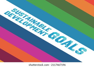 Colorful, three-dimensional text illustrations of the SDGs