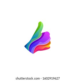 Colorful thumb up logo design template