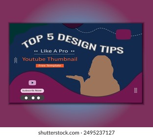 colorful thumbnail template design for YouTube content with gradian color.Flat abstract business YouTube thumbnail template