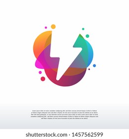 Colorful Thunder bolt logo vector, Electricity logo designs template, design concept, logo, logotype element for template