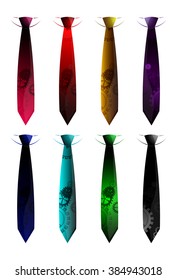 Colorful tie collection, vector