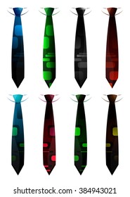 Colorful tie collection, vector