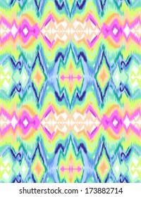 Colorful tie dye ikat ~ seamless background