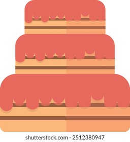 Colorful tiered cake illustration with decorative icing and details, suitable for celebrations.