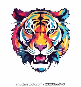Colorful tiger face logo Vector