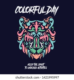 colorful tiger hand drawn with editable patterns, for clothes, cards, decorations, decorations and for all needs