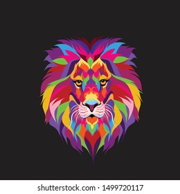 Colorful tiger head with black background