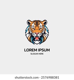 colorful tiger head logo template illustration icon element isolated on white background