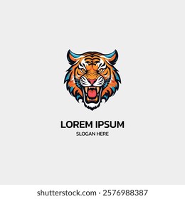 colorful tiger head logo template illustration icon element isolated on white background