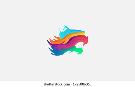 Diseño de la plantilla de vectores con el logotipo de la cabeza del tigre colorido
