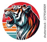 Colorful Tiger head with roar