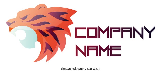 Colorful tiger head simple vector logo illustration on a white background