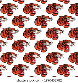 bunter Tigerkopf auf weißem Hintergrund