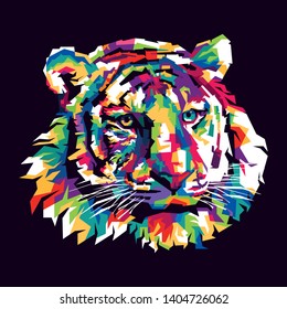 Colorful Tiger Illustration, The tiger is the largest species among the Felidae and classified in the genus Panthera.