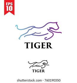 colorful tiger mono line logo
