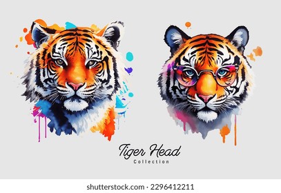 Colorful tiger pop art , animal style vector illustration