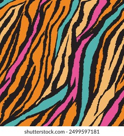 Farbenfrohe Tiger Hautmuster Design.