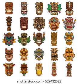 Colorful Tiki Head Design Set